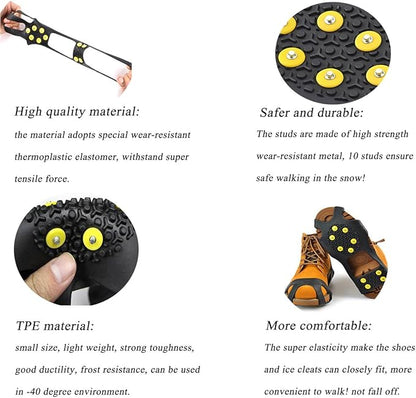 Ice Cleats for Shoes and Boots, Ice Snow Traction Cleats Grippers, Non Slip Shoe Ice Grippers,10