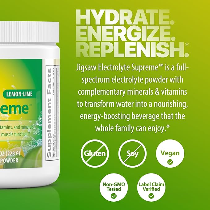 Jigsaw Health Electrolyte Supreme | Broad Spectrum of Electrolytes + Trace Minerals | Lemon-Lime