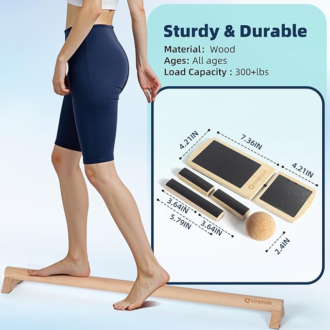 Versatile 40 Inch Beech Wood Balance Beam for Home Use - Enhance Balance, Ankle Strengthener Foot
