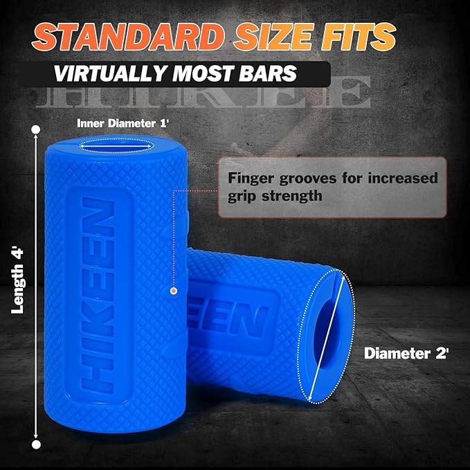 Hikeen Thick Bar Dumbbell Grips,Non Slip Hard Rubber Barbell Grips,Grips for Weight Lifting, Muscle
