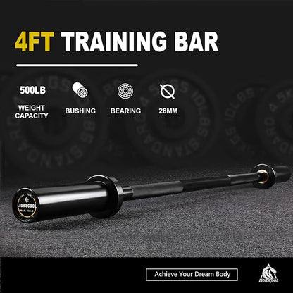 LIONSCOOL Premium 4ft/4.9ft/6ft Barbell for Strength Training and Olympic Weightlifting, 2 Inch Bar