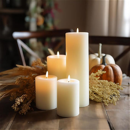 Set of 12 Ivory Pillar Candles - 2.8x6 inch Hand-Poured Large Pillar Candle | 75 Hours Burn Time |