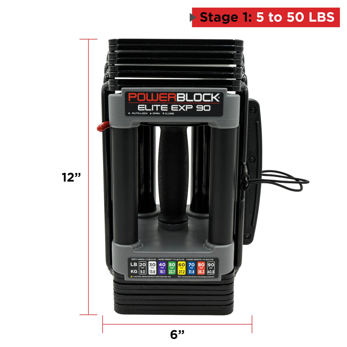 PowerBlock Elite EXP Adjustable Dumbbells, Sold in Pairs, Stage 1, 5-50 lb.
