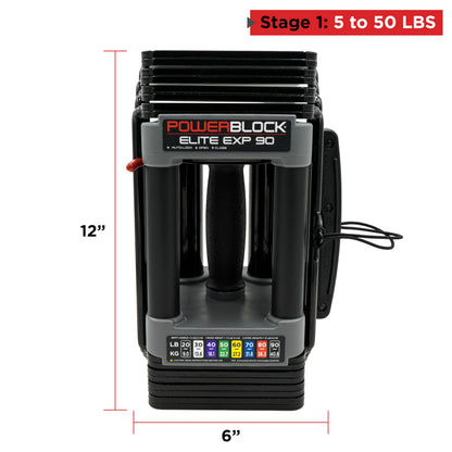PowerBlock Elite EXP Adjustable Dumbbells, Sold in Pairs, Stage 1, 5-50 lb.