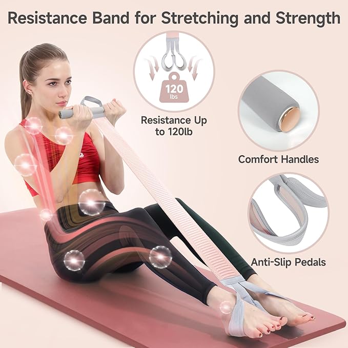 Fabric Resistance Band with Handles, 120lb Full-Body Excercise Band, Non-Slip Elastic Bands for