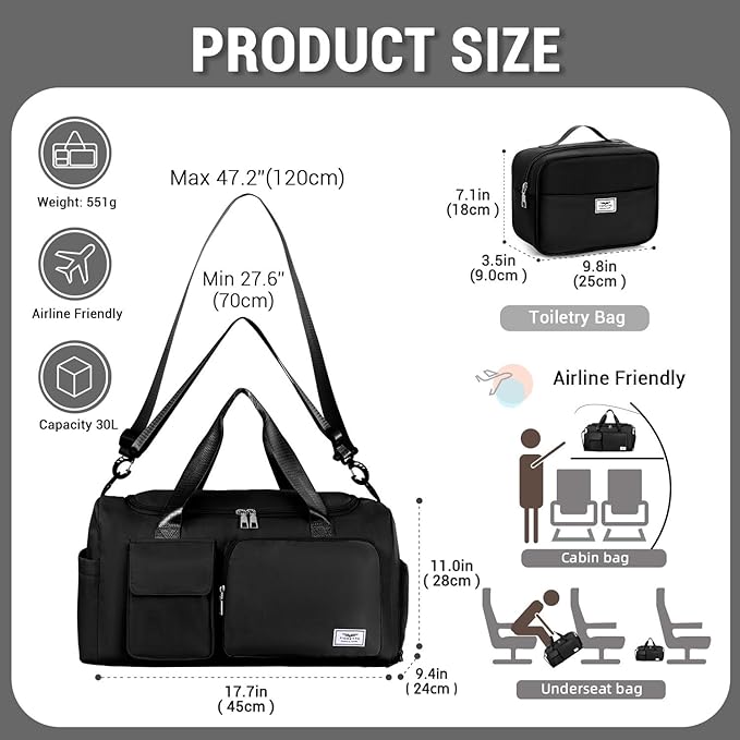 FIORETTO Women's Gym Duffle Bag with Shoes Compartment, 37L Capacity, Ideal for Travel, Gym