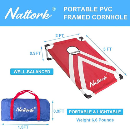 Portable Cornhole Set with 2 Collapsible Cornhole Boards, 8 Cornhole Bean Bags and Carrying Case