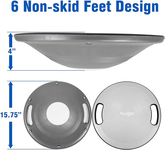 Yes4All Upgraded Wobble Balance Board, 16.34" TPE Non-slip, Stability Board for Home Gym, Standing