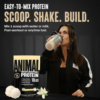 Animal Whey Isolate Protein Powder - Loaded for Pre & Post Workout Muscle Builder and Recovery with