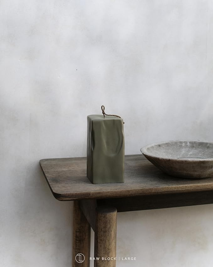 LAWA Raw Block Candle - Beautiful Handmade Pillar Scented Soy Wax Elegant Aesthetic Candle