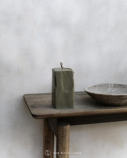 LAWA Raw Block Candle - Beautiful Handmade Pillar Scented Soy Wax Elegant Aesthetic Candle
