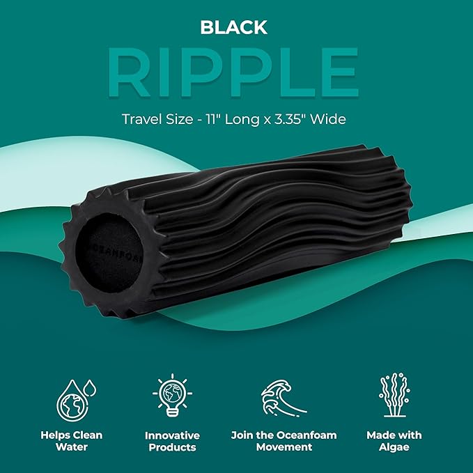 Oceanfoam Ripple Travel Foam Roller (11" x 3.35") Firm Mini Foam Roller for Physical Therapy, Deep