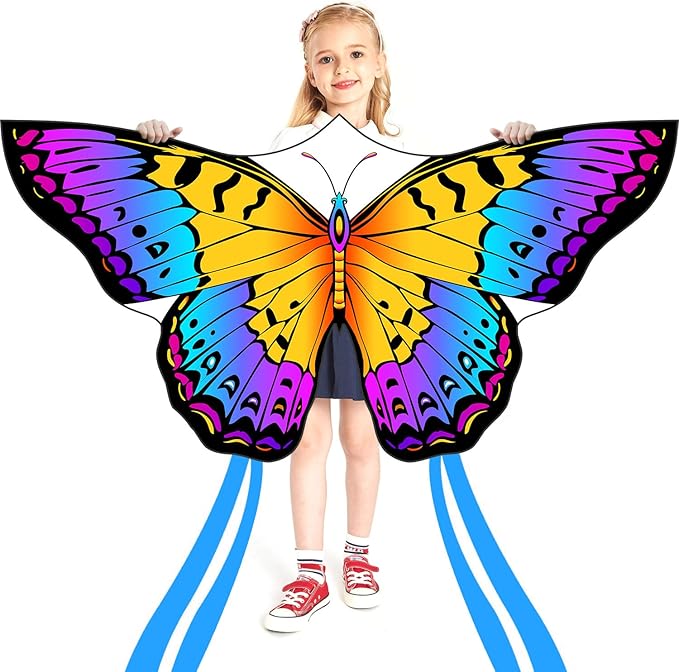 HONBO Butterfly Kites for Kids & Adults,55" x 28" Large Beginner Kite for Kids Ages 4-8,Easy to Fly