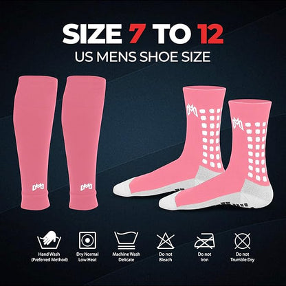Soccer Grip Socks, Shin Guards, Pre Cut Sock Sleeves, and Guard Straps Bundle Pack - Essential