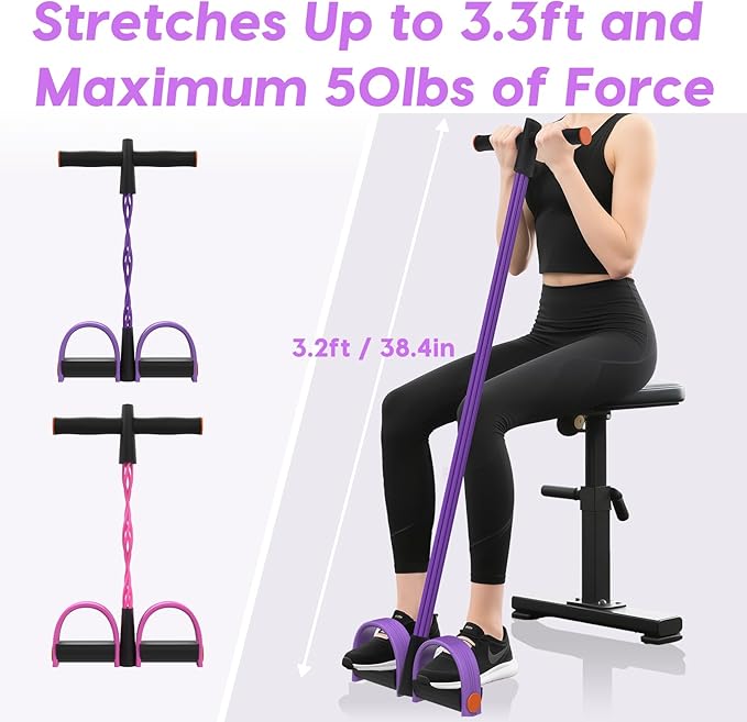 Resistance Bands with Handles, 6-Tubes Elastic Foot Pedal Resistance Bands, Natural Rubber Ankle