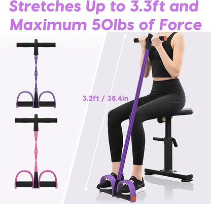 Resistance Bands with Handles, 6-Tubes Elastic Foot Pedal Resistance Bands, Natural Rubber Ankle