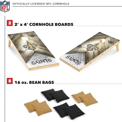 NFL Football 2' x 4' Regulation Size Solid Wood Cornhole Set with Direct Print HD Team Graphics