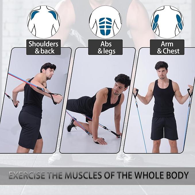Resistance Bands with Handles for Working Out Women and Men, Exercise Bands with Door Anchor