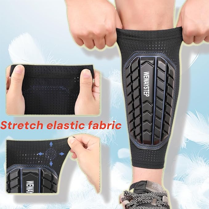 Shin Guards Soccer Kids Youth, Adult Shin Guards with Honeycomb Padding，Breathable & Anti-Slip Calf