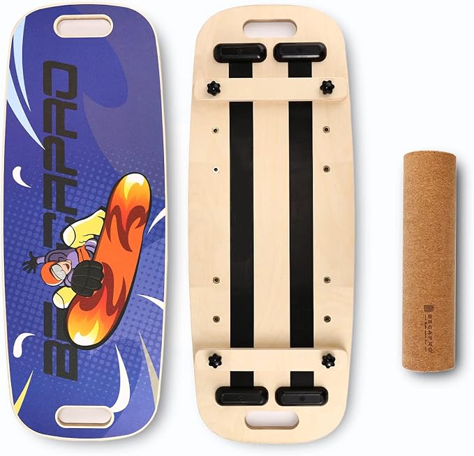Balance Board Trainer, Wooden Balance Board with Adjustable Stoppers -3 Different Distance
