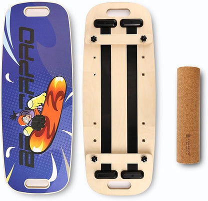 Balance Board Trainer, Wooden Balance Board with Adjustable Stoppers -3 Different Distance