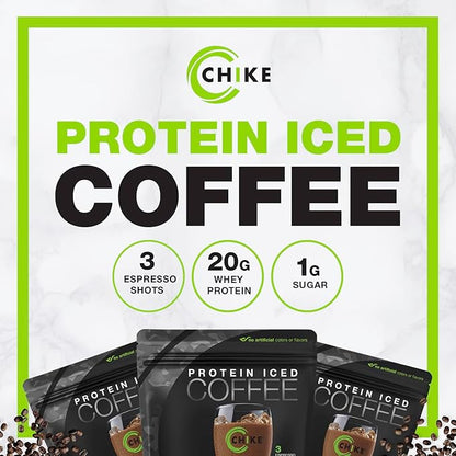 CHIKE Triple Shot Espresso & Cream Protein Iced Coffee, 20 G Protein, 3 Shots Espresso, 1 G Sugar