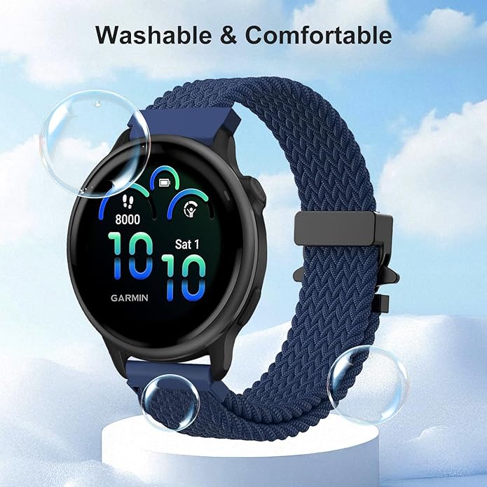 Braided Bands Compatible with Garmin Vivoactive 6/5/3/Venu 2 Plus/Forerunner 165/55/645/245 Music