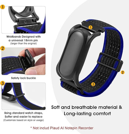 Adjustable Smartwatch Soft Woven Nyon Wristband + Protective Case Base fits for PLAUD AI NotePin