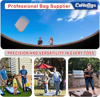 CoHoBgs Corn Hole Bags Set 8, Professional Cornhole Bags Dual-Sided Slick & Stick Resin Filled
