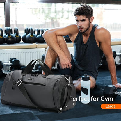 TOPDesign Gym Bag for Women & Men, Unisex Duffel Bag with Shoe Compartment & Wet Pocket for Travel