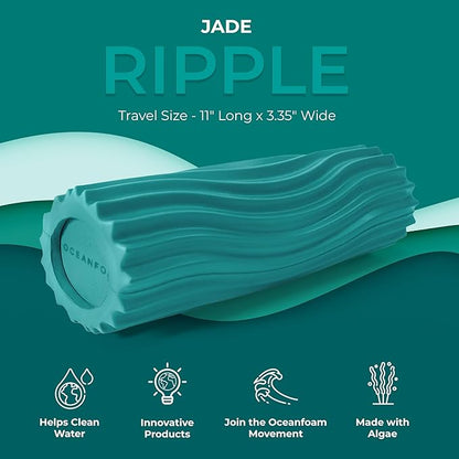 Oceanfoam Ripple Travel Foam Roller (11" x 3.35") Firm Mini Foam Roller for Physical Therapy, Deep