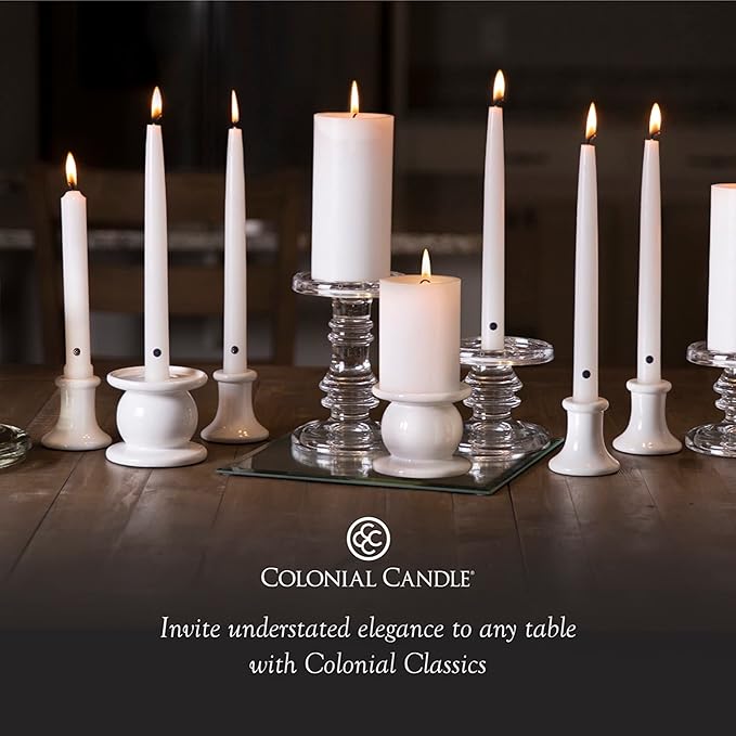 Colonial Candle Unscented Taper Candle, Classic Collection, Colonial Classic Green, 8 in, Pack of