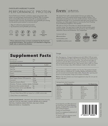 Form Performance Protein - Vegan Protein Powder - 30g of Plant Based Protein per Serving, with