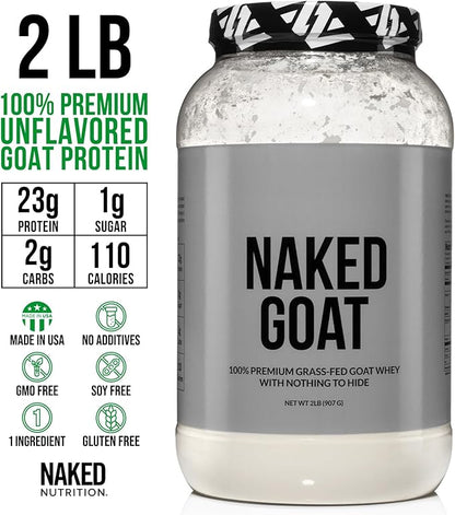 NAKED Goat - Pasture Fed Goat Whey Protein Powder from Small-Herd Wisconsin Dairies, 2Lb Bulk, GMO