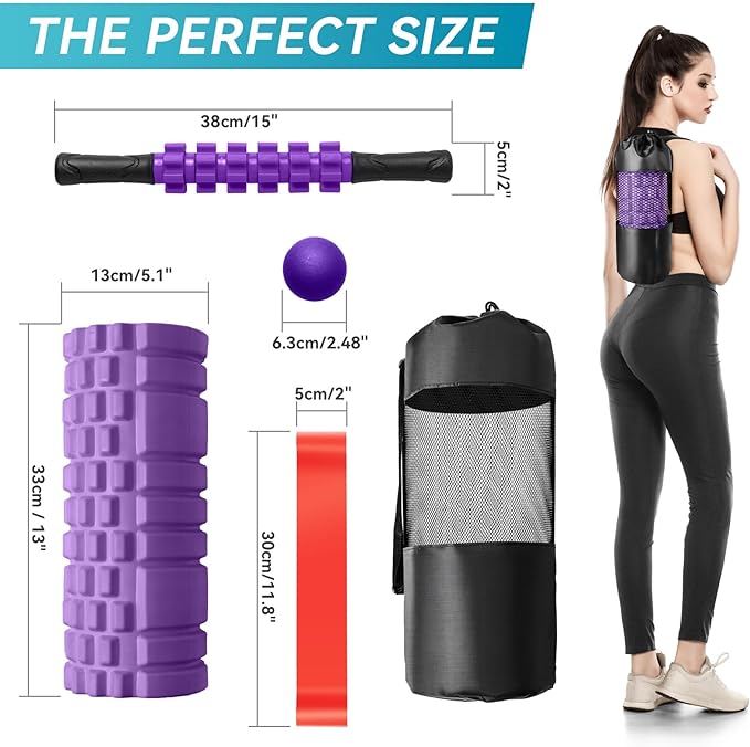 5 in1 Foam Roller Set, High Density Deep Tissue Massager for Muscle Massage, Massage Roller