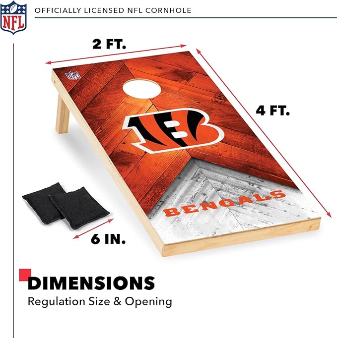 NFL Football 2' x 4' Regulation Size Solid Wood Cornhole Set with Direct Print HD Team Graphics