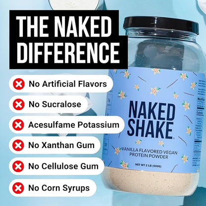 Naked Shake - Vanilla Protein Powder - Plant Based Protein Shake with Mct Oil, Gluten-Free