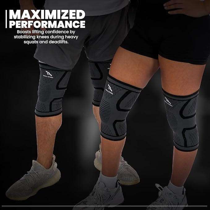 Real Steel Compression Knee Brace for Women & Men 1-Pair Knee Brace for Running Knee Pain, Knee