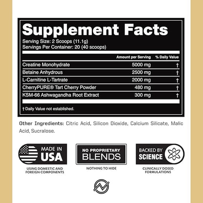 Outwork Nutrition Post Workout Recovery Powder - Creatine Monohydrate, KSM-66 Ashwagandha & Tart