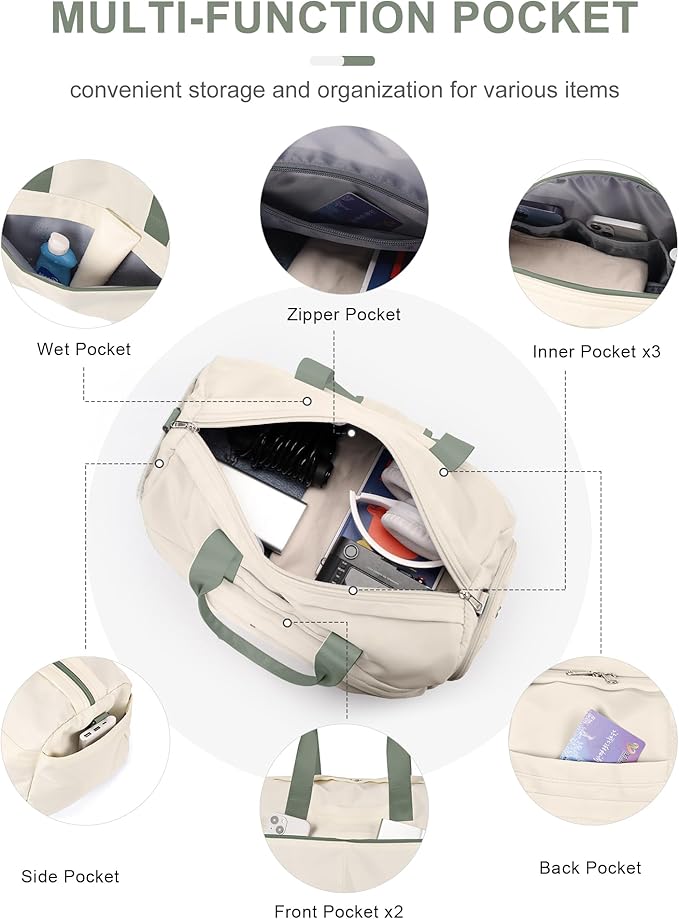 Gym Bag for Women Duffle Bag with Shoe Compartment Yoga Mat Bag Sports Workout Bag Weekend
