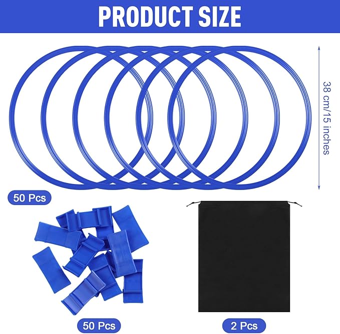 Shappy 50 Pcs Agility Rings with Storage Bags 15 Inch Agility Training Rings Hoop Exercise Ring