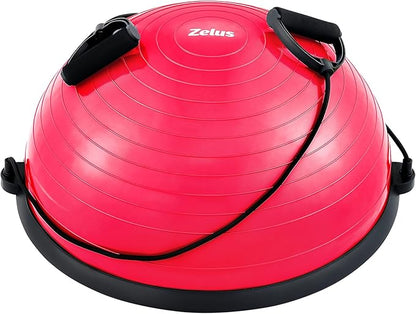 ZELUS Balance Ball Trainer with Resistance Bands and Foot Pump, Inflatable Yoga Ball for Home Gym