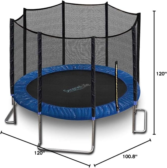Serenelife 12FT 10FT 8FT Recreational Trampolines with Enclosure Net and Ladder and Anti-Rust