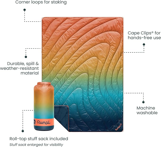 Rumpl Original Puffy Blanket - Warm, Water-Resistant Camping Blanket with 100% Recycled Synthetic