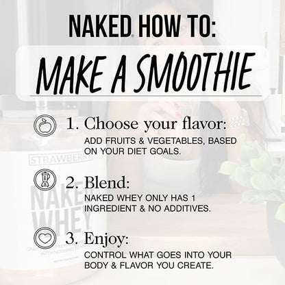 NAKED Whey Vanilla Protein Powder - Only 3 Ingredients - Grass Fed Whey Protein Powder, Vanilla