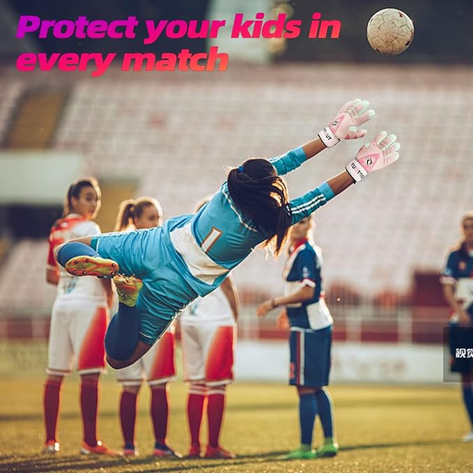 Sportout Kids Goalkeeper Gloves, Soccer Gloves with Double Wrist Protection and Non-Slip Wear