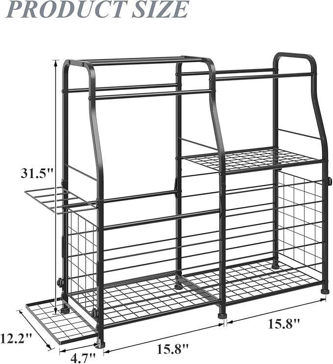 Garage Sports Equipment Organizer - Ball Storage Rack with Elastic Rope or Wire Mesh,Garage