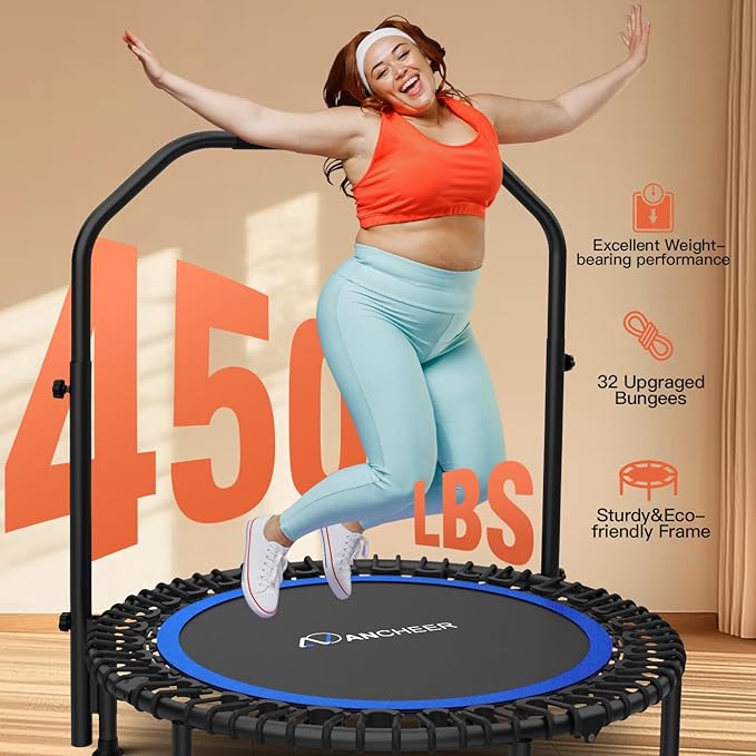 Bungee Rebounder Trampoline,ANCHEER 40" Foldable Fitness Trampoline with 4-Level Adjustable