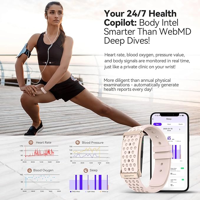 Smart Bracelet with Blood Oxygen/Blood Pressure Monitor, 60-Day Battery Health Fitness Tracker with