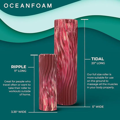 Oceanfoam Tidal Roller - Maroon, Blush & Hot Pink Marbled - Muscle Massage Foam Roller for Back